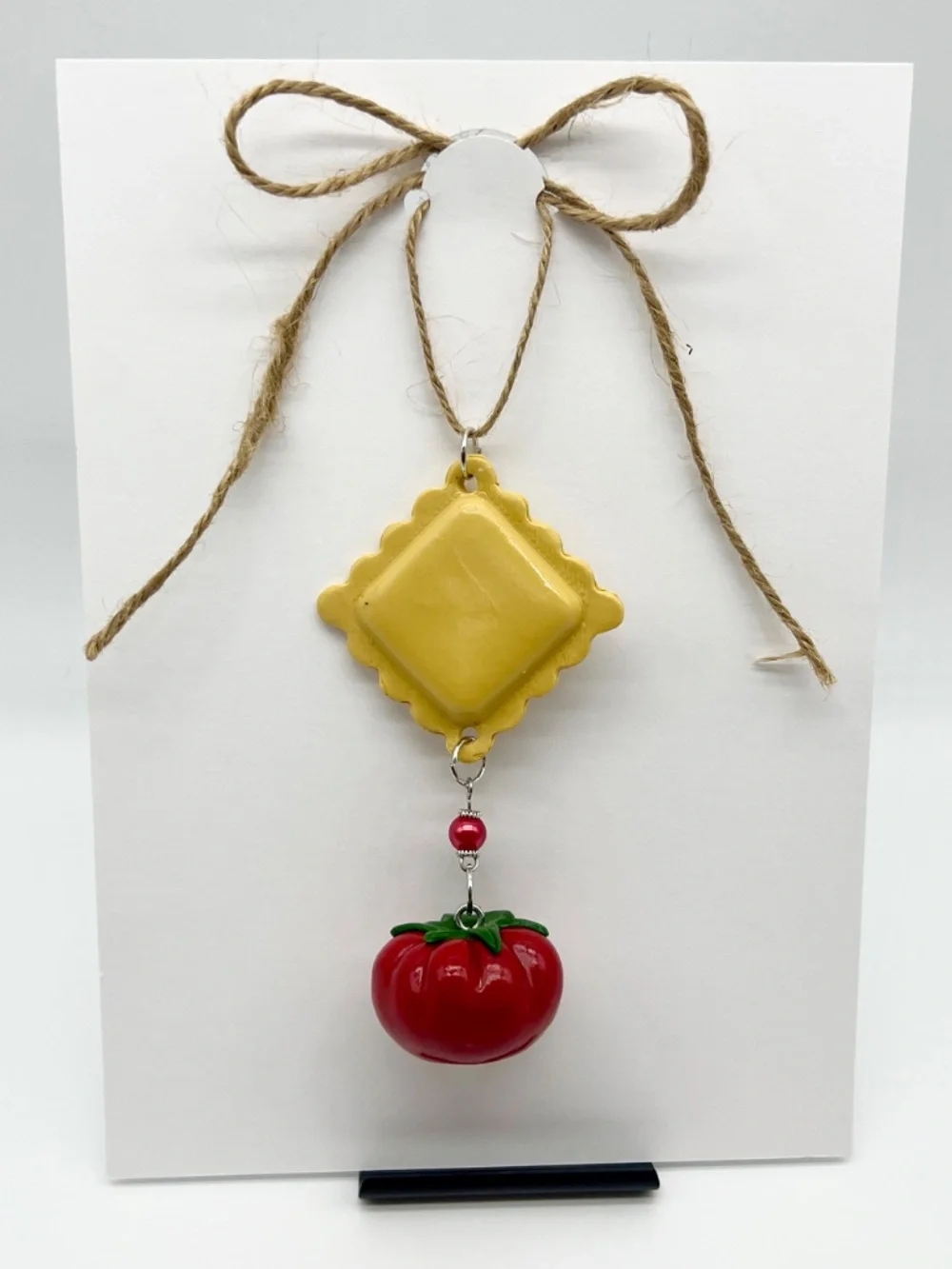 Ravioli & Tomato Ornament | Handmade Italian Food Ornament, Pasta Lover Gift